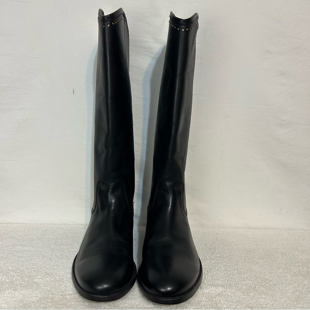 FRYE Melissa Button Tall Riding Boots Black Leather Studded - Size 8.5 - Picture 2 of 15